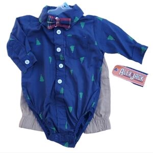 NWT Alex & Jack 2 Piece Bodysuit Long-sleeve & Bottoms Baby Boys 0-3 Months 